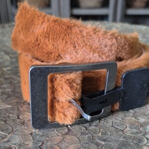 Brown Faux Fur Belt. NWOT